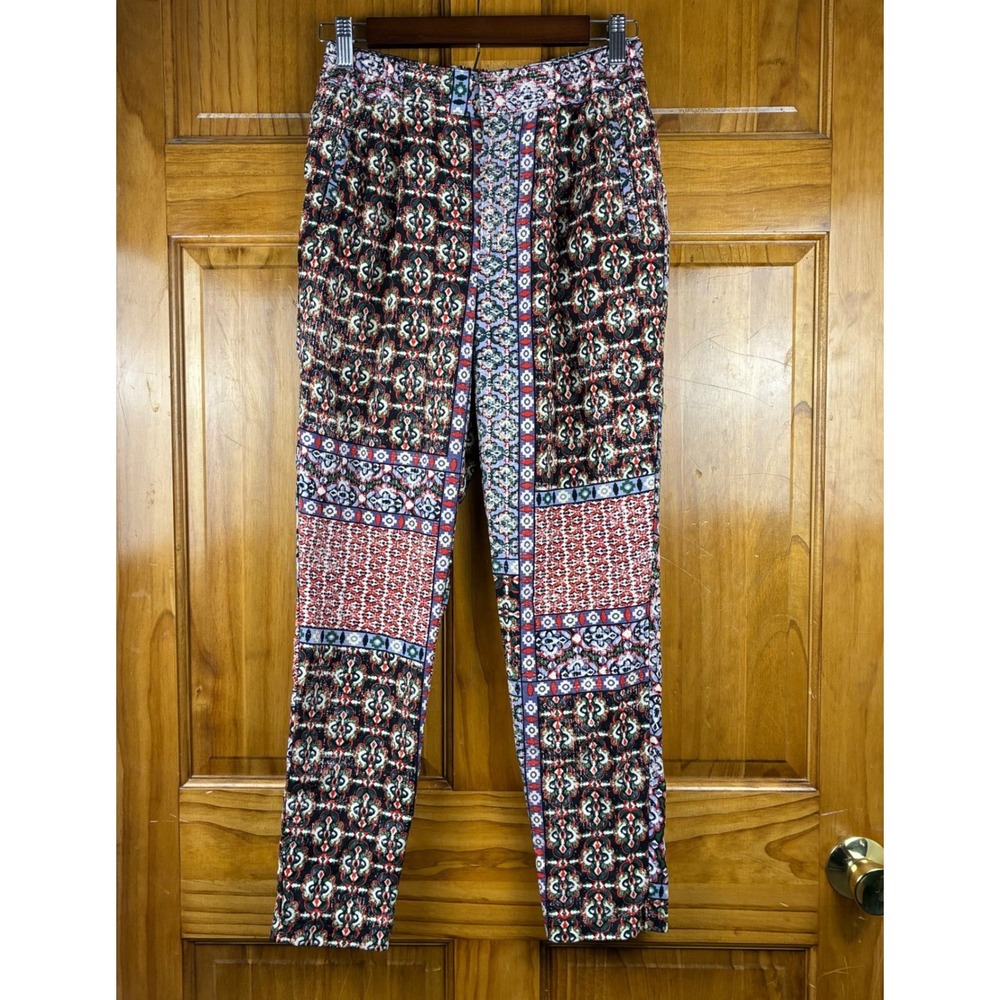 Forever 21 Boho Mixed Print Patchwork Boho Tapered Joggers Pants Eclectic Hippie